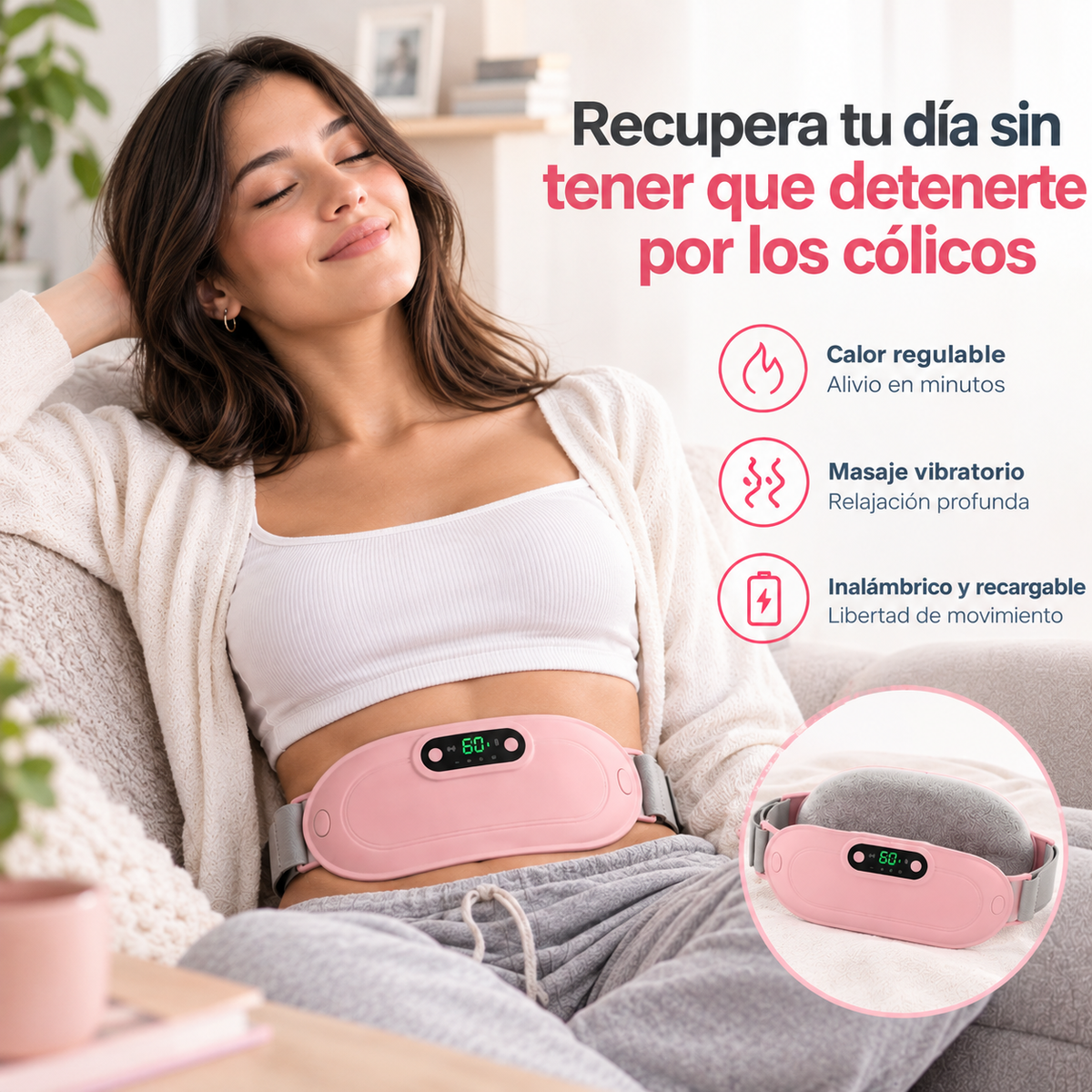 Cinturón Térmico Masajeador: Alivio Natural e Instantáneo para Cólicos y Dolor Menstrual